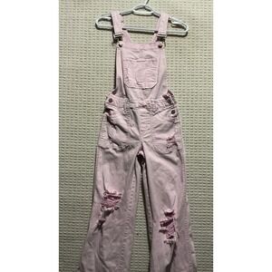 Risen Jeans Pink Overalls Destroyed Shredded S 26x31 1/2 Summer Grunge Flare